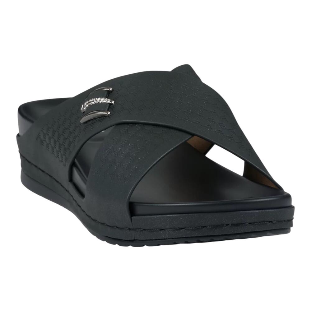 GC Women's Carter Slip On Platform Wedge Heel Sandals Black Size 8
